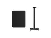 24 x 30 Rectangular Black Laminate Table Top with 22 x 22 Bar Height Table Base