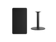 24 x 42 Rectangular Black Laminate Table Top with 24 Round Table Height Base