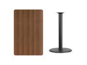 30 x 48 Rectangular Walnut Laminate Table Top with 24 Round Bar Height Table Base