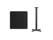 30 Square Black Laminate Table Top with 22 x 22 Bar Height Table Base