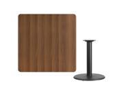 42 Square Walnut Laminate Table Top with 24 Round Table Height Base