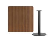 42 Square Walnut Laminate Table Top with 24 Round Bar Height Table Base