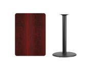 30 x 42 Rectangular Mahogany Laminate Table Top with 24 Round Bar Height Table Base