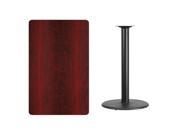 30 x 48 Rectangular Mahogany Laminate Table Top with 24 Round Bar Height Table Base