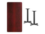 30 x 60 Rectangular Mahogany Laminate Table Top with 22 x 22 Table Height Bases