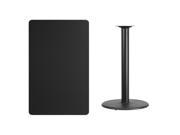 30 x 48 Rectangular Black Laminate Table Top with 24 Round Bar Height Table Base