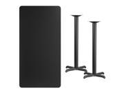 30 x 60 Rectangular Black Laminate Table Top with 22 x 22 Bar Height Table Bases