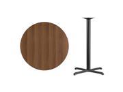 36 Round Walnut Laminate Table Top with 30 x 30 Bar Height Table Base