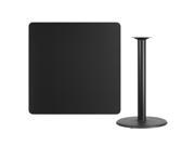 42 Square Black Laminate Table Top with 24 Round Bar Height Table Base