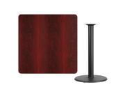 42 Square Mahogany Laminate Table Top with 24 Round Bar Height Table Base