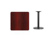 30 Square Mahogany Laminate Table Top with 18 Round Table Height Base