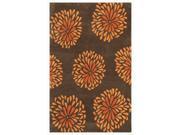 Noble House BLOS7301576 Blossom 5 x 7.6 Brown Rug
