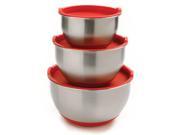 Norpro 10446 3 Piece Stainless Steel Grip Bowls with Lids