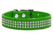 Mirage Pet Products 83 22 26EMG Three Row Jewelled Leather Emerald Green 26 inch