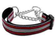 Mirage Pet Products 125 007M MDRD Preppy Stripes Nylon Ribbon Collars Martingale Red White Medium