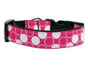 Mirage Pet Products 125 011 LGBPK Diagonal Dots Nylon Collar Bright Pink Large