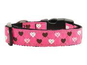 Mirage Pet Products 125 017 MDBPK Argyle Hearts Nylon Ribbon Collar Bright Pink Medium