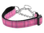 Mirage Pet Products 125 013M LGPK Plaid Nylon Collar Martingale Pink Large