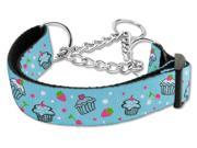 Mirage Pet Products 125 019M LGBBL Cupcakes Nylon Ribbon Collar Martingale Large Baby Blue