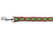 Christmas Argyle Nylon Ribbon Leash 1 inch wide 4ft Long