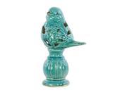 Urban Trends 13628 Ceramic Bird on Pedestal LG Gloss Turquoise