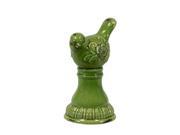 Urban Trends Decorative Ceramic Bird on Pedestal Green
