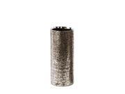 Urban Trends Ceramic Cylindrical Vase with Engraved Criss Cross Design Small Antique Silver