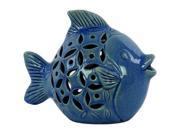 Urban Trends Ceramic Fish Figurine with Cutout Sides Gloss Turquoise