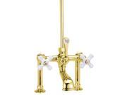 World Imports ECRM15 PB RM15 3 Handle Claw Foot Tub Faucet with Metal Cross Handles in Polished Brass