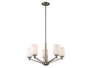 5 Light Chandelier Brushed Nickel Steel Matte Opal Glass 100 Watt Bulb 410 5