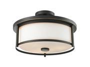 3 Light Semi Flush Mount Olde Bronze Steel Matte Opal Glass 100 Watt Bulb 413SF16