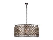 Elegant Lighting 1214 Madison Collection Pendant Lamp D 43.5in H 18.25in Lt 10 Polished Nickel Finish Royal Cut Crystal Clear 1214G43PN RC