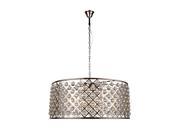 Elegant Lighting 1213 Madison Collection Pendant Lamp D 43.5in H 18.25in Lt 10 Polished Nickel Finish Royal Cut Crystal Clear 1213G43PN RC