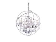 Elegant Lighting 1130 Geneva Collection Pendent lamp D 32in H 34.5in Lt 6 Polished nickel Finish Royal Cut Crystals 1130D32PN RC