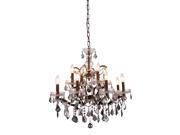 Elegant Lighting 1138 Elena Collection Pendant Lamp D 26in H 25.5in Lt 12 Rustic Intent Finish Royal Cut Silver Shade Grey 1138D26RI SS RC