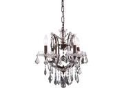 Elegant Lighting 1138 Elena Collection Pendant Lamp D 13in H 15.5in Lt 4 Rustic Intent Finish Royal Cut Silver Shade Grey 1138D13RI SS RC
