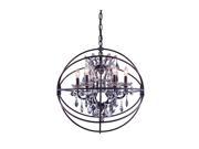Elegant Lighting 1130 Geneva Collection Pendent lamp D 25in H 27.5in Lt Dark Bronze Finish Royal Cut Silver Shade Crystals 1130D25DB SS RC