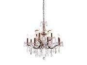 Elegant Lighting 1138 Elena Collection Pendant Lamp D 26in H 25.5in Lt 12 Rustic Intent Finish Royal Cut Crystal Clear 1138D26RI RC