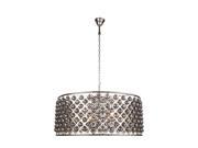 Elegant Lighting 1214 Madison Collection Pendant Lamp D 43.5in H 18.25in Lt 10 Polished Nickel Finish Royal Cut Silver Shade Grey 1214G43PN SS RC