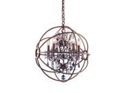 Elegant Lighting 1130 Geneva Collection Pendent lamp D 20in H 23in Lt 5 Rustic Intent Finish Royal Cut Silver Shade Crystals 1130D20RI SS RC