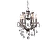Elegant Lighting 1138 Elena Collection Pendant Lamp D 13in H 15.5in Lt 4 Raw Steel Finish Royal Cut Crystal Clear 1138D13RS RC