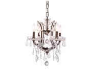 Elegant Lighting 1138 Elena Collection Pendant Lamp D 13in H 15.5in Lt 4 Rustic Intent Finish Royal Cut Crystal Clear 1138D13RI RC