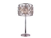 Elegant Lighting 1206 Madison Collection Table Lamp D 15.5in H 32in Lt 3 Polished nickel Finish Royal Cut Golden Teak Crystals 1206TL15PN GT RC