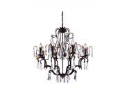 Elegant Lighting 1132 Charlotte Collection Pendent lamp D 32in H 35in Lt 8 Antique Bronze Finish Royal Cut Crystals 1132D32AB RC