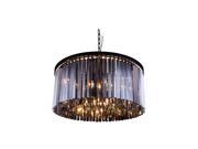 Elegant Lighting 1208 Sydney Collection Pendent lamp D 31.5in H 13.5in Lt 8 Mocha Brown Finish Royal Cut Silver Shade Crystals 1208D31MB SS RC