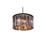 Elegant Lighting 1208 Sydney Collection Pendent lamp D 26in H 13.5in Lt 8 Mocha Brown Finish Royal Cut Silver Shade Crystals 1208D26MB SS RC