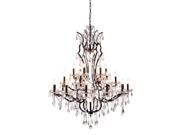 Elegant Lighting 1138 Elena Collection Pendant Lamp D 41in H 52in Lt 25 Rustic Intent Finish Royal Cut Crystal Clear 1138G41RI RC