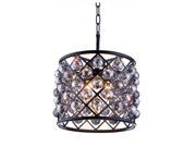 Elegant Lighting 1206 Madison Collection Pendent lamp D 14in H 13in Lt 4 Mocha Brown Finish Royal Cut Silver Shade Crystals 1206D14MB SS RC
