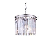 Elegant Lighting 1208 Sydney Collection Pendent lamp D 12in H 13in Lt 3 Polished nickel Finish Royal Cut Crystals 1208D12PN RC
