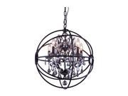 Elegant Lighting 1130 Geneva Collection Pendent lamp D 20in H 23in Lt 5 Dark Bronze Finish Royal Cut Silver Shade Crystals 1130D20DB SS RC